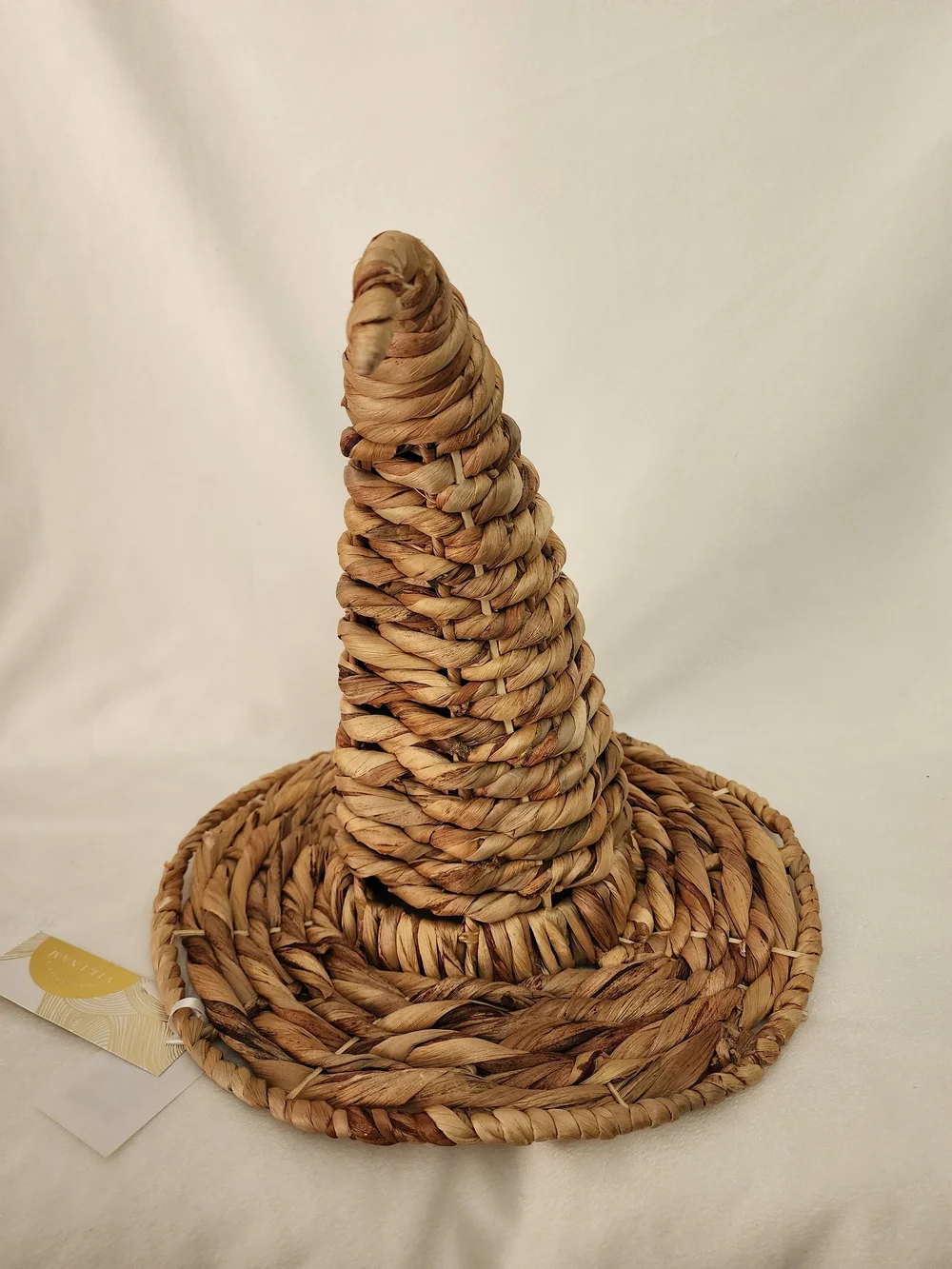 Handwoven Natural Straw Witch Hat - Home Accent